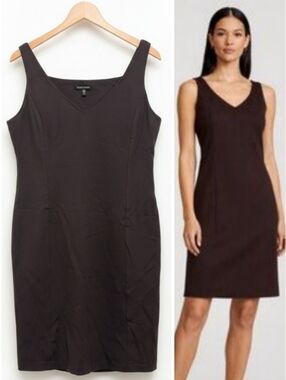 eileen fisher linen ballet neck cap sleeved dress EILEEN FISHER Garment-Dyed Organic-Linen Ballet-Neck Dress